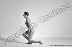 Nude Yoga poses Woman White Moving poses Slim long brown Dynamic poses Pinup